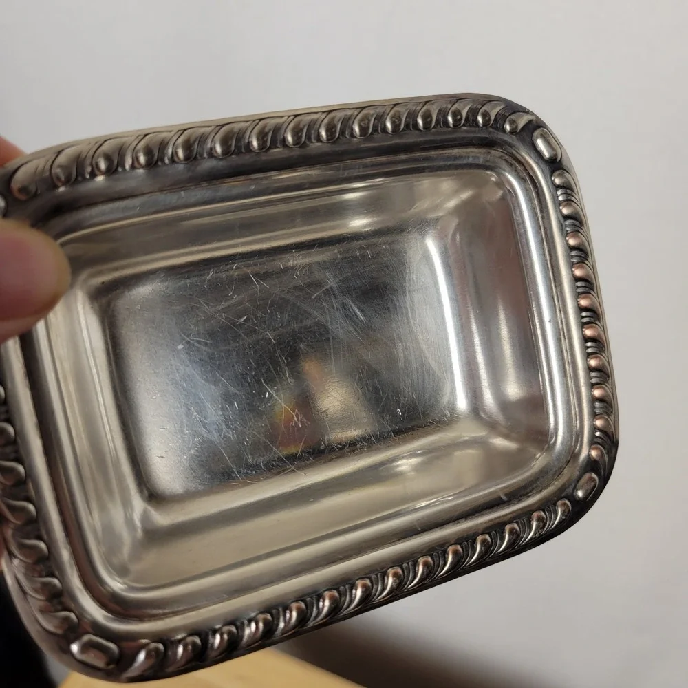 Vintage 1940s Canterbury Silverplate Trinket Tray Small Soap Dish Catchall